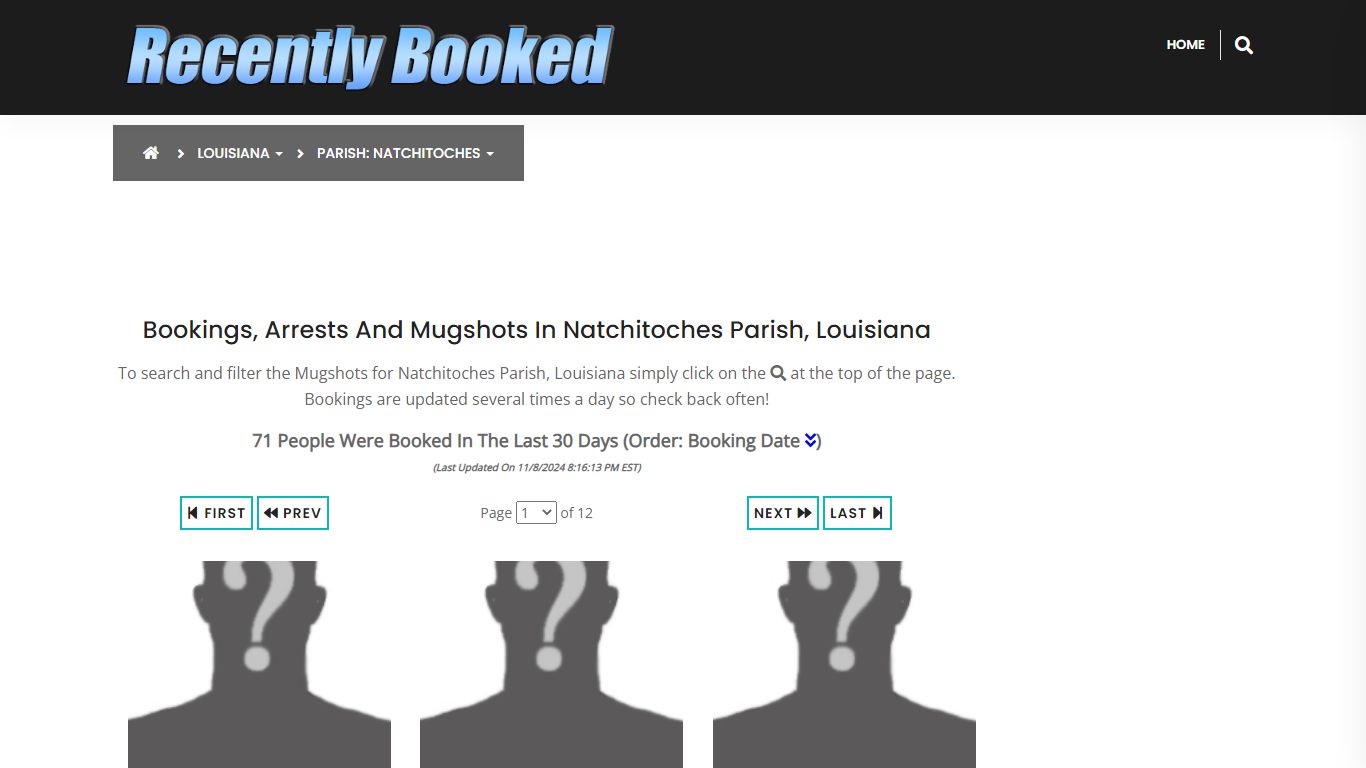 Bookings, Arrests and Mugshots in Natchitoches Parish, Louisiana