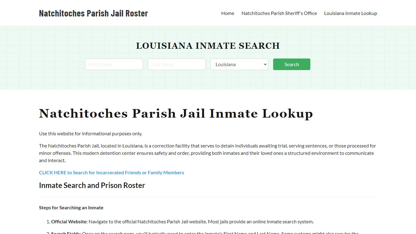 Natchitoches Parish Jail Roster Lookup, LA, Inmate Search