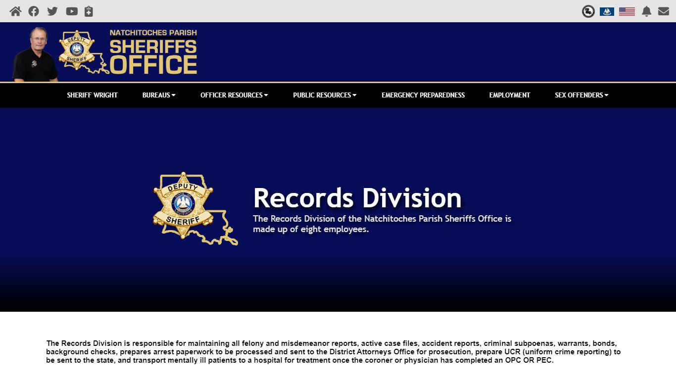 Records Division - Natchitoches Parish Sheriff's Office | NPSO | NpSheriff